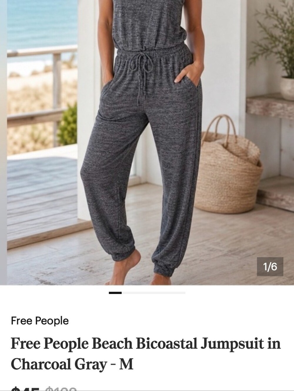 Free People Gray Sleeveless Jersey Jumpsuit - Picture 4 of 4